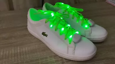 £6.99 • Buy 1-6 Green Sets Of LED Shoelaces Light Up Fibre Glow Flashing Luminous Shoe Laces