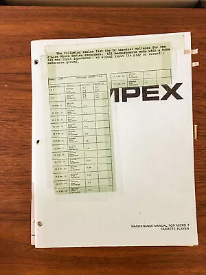 Ampex Model Micro 7 Cassette Service Manual *Original* • $19.97