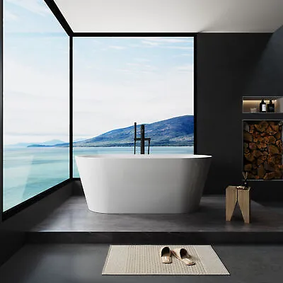 63  Modern Freestanding Bathtub Acrylic Soaking Spa Bath Tub W/ Overflow Drain • $853.99