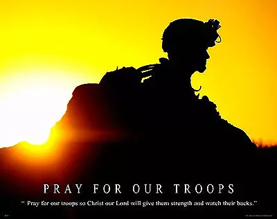  Religious Military Poster Print Art  Army Marines Pray For Our Troops  MILT43 • $9.95