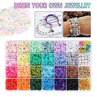 Clay Beads For Bracelets Making Flat Polymer Heishi Jewelry Making Kit 3840 PCS • $18.25
