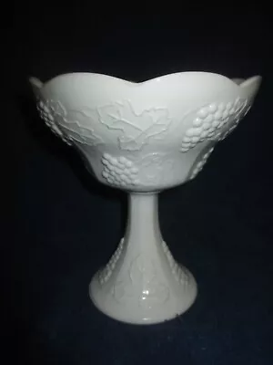 Indiana Glass Colony Harvest Grape White Footed Milk Glass 8  Fruit Bowl • $17.25