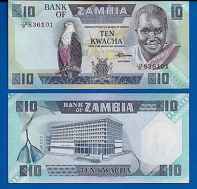 Zambia P-26 10 Kwacha 1980-88 ND World Paper Money Uncirculated Banknote • $2.25