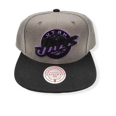 Mitchell & Ness Utah Jazz Neon Lights HWC Grey/Black Adjustable Snapback Hat Cap • $34.99