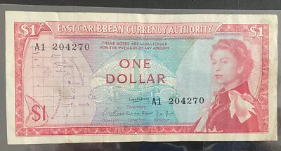 $1 ONE DOLLAR East Caribbean Currency Authority Note 1965 P13a XF • £20