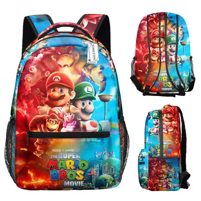 Super Mario 3D Print Kids Student School Bag Boys Girls Travel Backpack Rucksack • £21.79