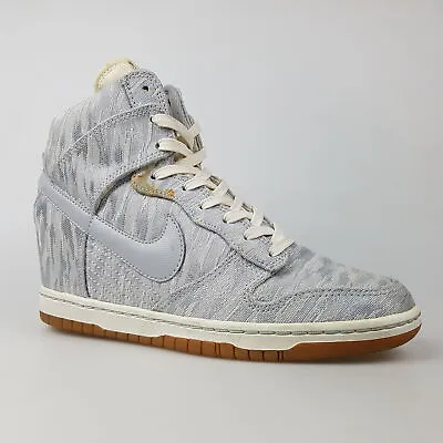 Women's NIKE 'Dunk Sky HI' Sz 8 US Shoes Grey White Wedge  | 3+ Extra 10% Off • $80.49