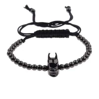 Noble Men's 18k Superhero Micro Pave Zircon Bead Braiding Macrame Agate Bracelet • $2.04
