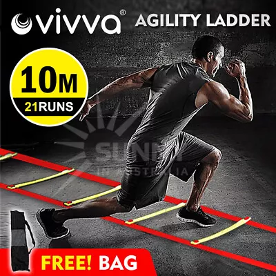 10M Agility Speed Sport Trainning Ladder Soccer Fitness Boxing 21 Rungs&Bag Gym • $19.59