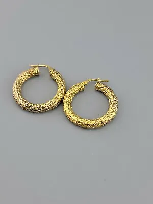 Italy Veronese 18k Gold Plated Sterling Silver Hoop Earrings  • $39.45
