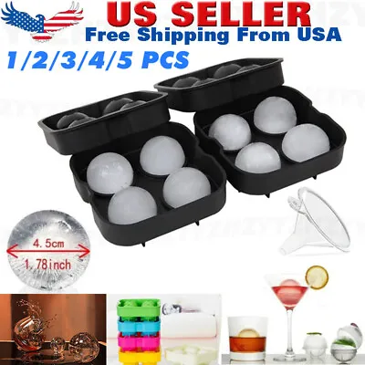 Large Round Silicone Ice Cube Ball Maker Tray Sphere Molds Bar Whiskey Cocktails • $17.69
