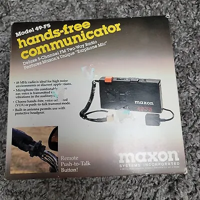 Vtg Maxon Hands Free Communicator 49F5 5 Ch FM 2 Way Radio Earphone Mic Tape Rec • $19.99
