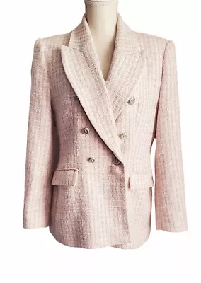 Zara Blazer Women’s Medium Light Pink Textured Double Breasted Jacket • $39.99