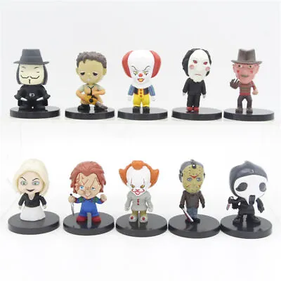 10Pcs Horror Movie Mini Figures Toys Set Halloween Desktop Minifigures Ornament. • £11.96