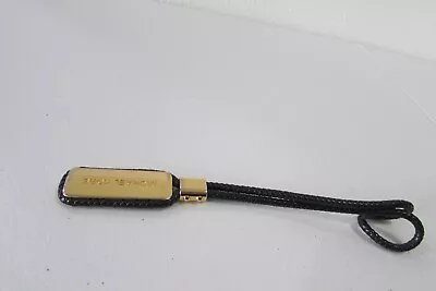 Michael Kors Skorpios Black Braided Leather & Gold Logo Hang Tag Charm For Purse • $28