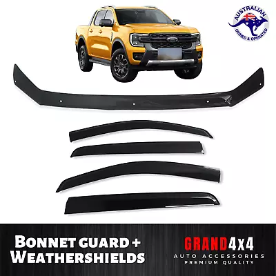 Bonnet Protector + Weathershields Window Visors For Ford Ranger T9 2022+ Dualcab • $137.99