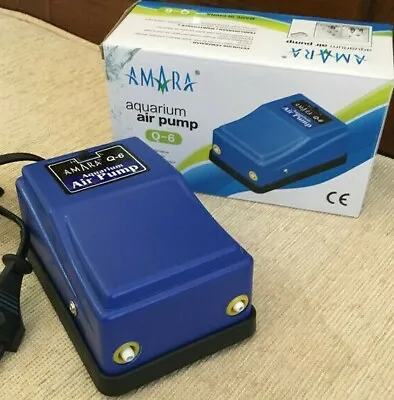 $21.99 • Buy Amara Aquarium Air Pump Q-6 Two Outlets Oxygen Aerator Water Fish Tank
