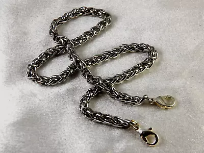 Antique Pocket Watch Chain Silver Color  16  Heavy Gauge Dual Lobster Claws NICE • $32