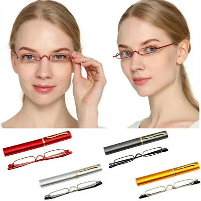 Compact Reading Glasses With Aluminum Tube Case Men Women Spring Hinge Reader • $5.99