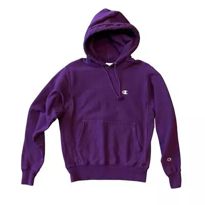 $5.51 • Buy VTG Solid Blank Purple Champion Reverse Weave Hoodie Sweat Shirt S