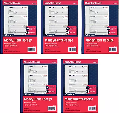 Adams Money And Rent Receipt Books 3-Part Carbonless 7-5/8  X 10-7/8  Bound 4 • $49.87