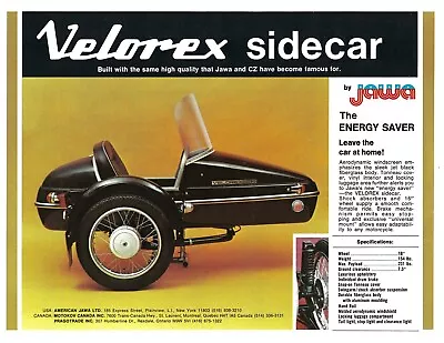 Original Jawa / Cz Velorex Sidecar 2-side Sales Brochure • $24.99