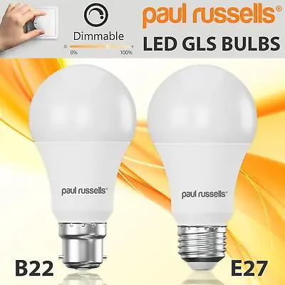 LED Dimmable GLS Bulbs 8.5W=60w 14W=100w Equivalent Warm Cool Day White B22 E27  • £6.99