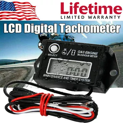 Digital Tach Hour Meter Tachometer RPM Counter For Motor Bike Go Kart Lawn Mower • $21.89