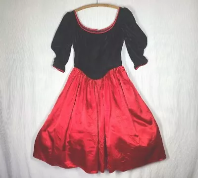 Vtg 80s Goth Gunne Sax Black Velvet Red Satin Swiss Dot Full Tulle Petticoat 11 • $74