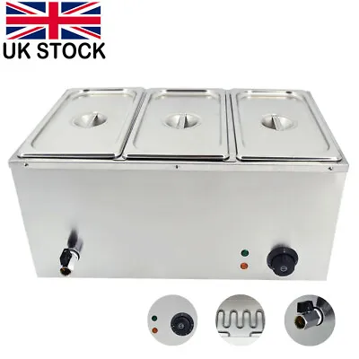 £115 • Buy 3 Pan Bain Marie Electric Wet Well Sauce Food Warmer Heat Pots Stainless Steel