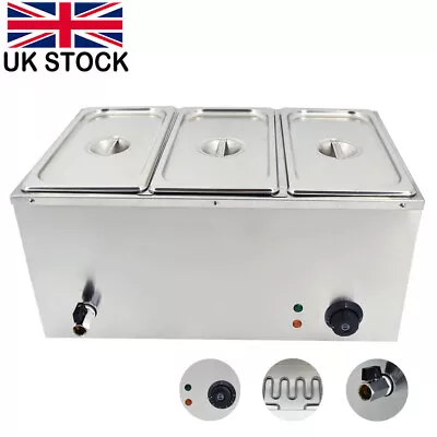 £115 • Buy 3 Pan Bain Marie Electric Wet Well Sauce Food Warmer Heat Pots Stainless Steel