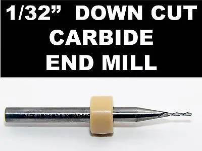 1/32  Down Cut Carbide End Mill NEW - Left Hand Flutes - Inlay Fretboard M190 • $11.54