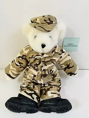 Vermont Teddy Bear Co Jointed Teddy Bear Army Military Camo Uniform RARE USA • $20