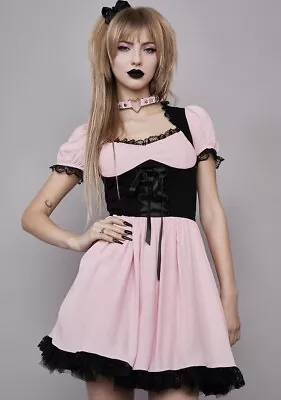 Widow Joyless Crush Corset Dress Pastel Goth BNWT Size XS(6/8) Kawaii Pink Light • £28.50