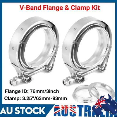 3  Inch V Band Clamp 76mm Stainless Steel Turbo Downpipe Flange V-Band Clamps 2x • $34.18