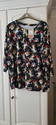 Cotton Traders Black Floral Top Size 24 • £3.50