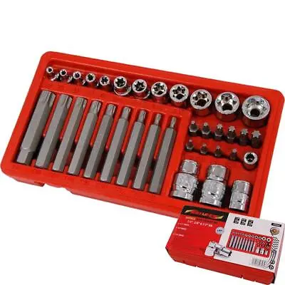 Neilsen 35pc Long Reach Torx Bit Star Socket Set 1/4  3/8  1/2  T10 - T70 • £16.29