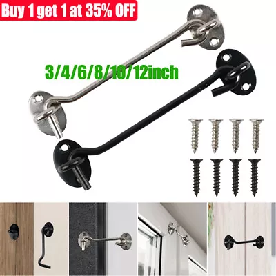 Cabin Hook And Eye Latch Lock Shed Gate Door Stainless Steel Catch Silent Holder • £3.35