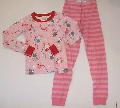 $19 • Buy Hanna Andersson Pink PJs Pajamas Long Johns Girl 130 8 Organic Cotton