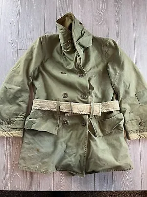 Vintage WWII Jeep Coat 40s US Army Mackinaw Trench Parka Jacket Wool Lined • $244.65