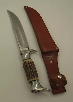 Vintage - EDGE BRAND - Model 55 - Bowie/Hunter - 1970's -80's -Stag-Orig. Sheath • $60