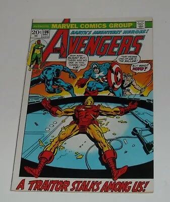 1972 Marvel AVENGERS # 106 SPACE PHANTOM 2nd APPEARANCE & GRIM REAPER TEAM UP • $21.99