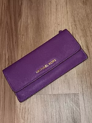 Michael Kors Purple Wallet With Zipper On Back Dividers Inside • $34