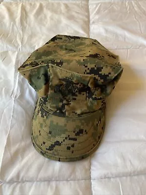 Used USMC U.S. Marine Corps Cover Garrison Marpat Woodland Hat Sz Small • $6.39