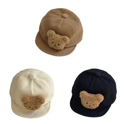 For Sun Hat Cute Bear Baby Baseball Hat Toddler Boys Girl 1-2 Year Cap Kids Head • £7.13