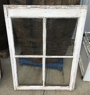 Wood Frame Window 4 Pane 29 X 21.75 Vintage Wooden Sash Picture Glass • $44.99