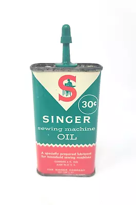 Vintage Singer Sewing Machine Oil 4 Oz. Tin Can W/ Plastic Top 1/2 Full • $10