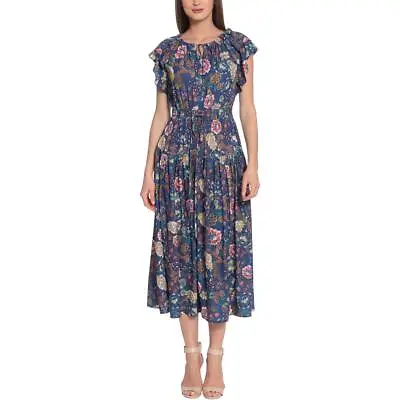 Maggy London Womens Crepe Floral Flutter Sleeve Midi Dress BHFO 2370 • $42.99