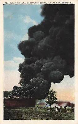 C1920 Burning Oil Tank Between Olean NY And Bradford PA P498 • $4.99