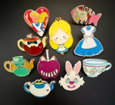 💌 Alice In Wonderland Pin Set: Disney 10 Pin Lot: Tea Caps Mad Hatter Dinah Pin • $32.99